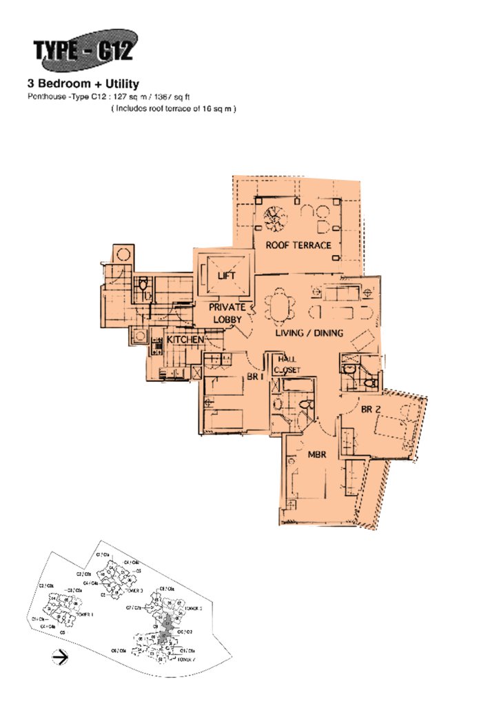 The Mayfair floor plan 1,367 sqft Type C12