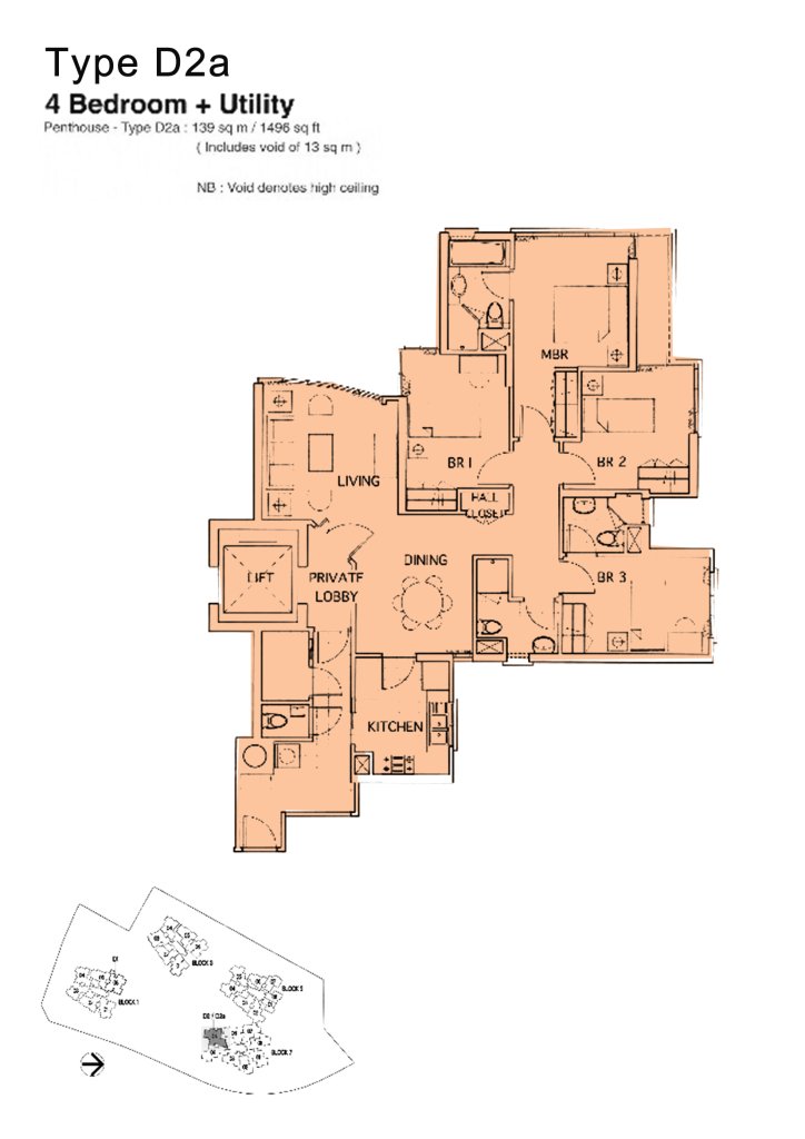 The Mayfair floor plan 1,496 sqft Type D2a
