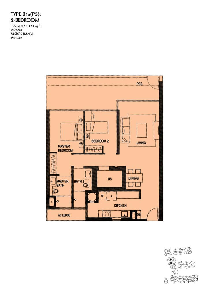 The Minton floor plan Type B1aP5, 1173 sqft, Hougang, Singapore