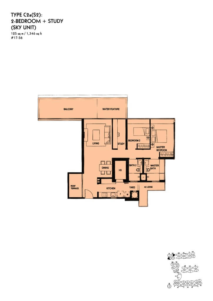 The Minton floor plan Type C2aS2, 1346 sqft, Hougang, Singapore