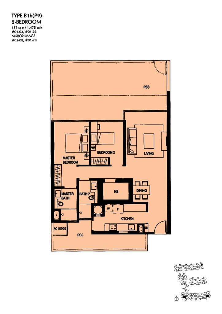 The Minton floor plan Type B1bP9, 1475 sqft, Hougang, Singapore