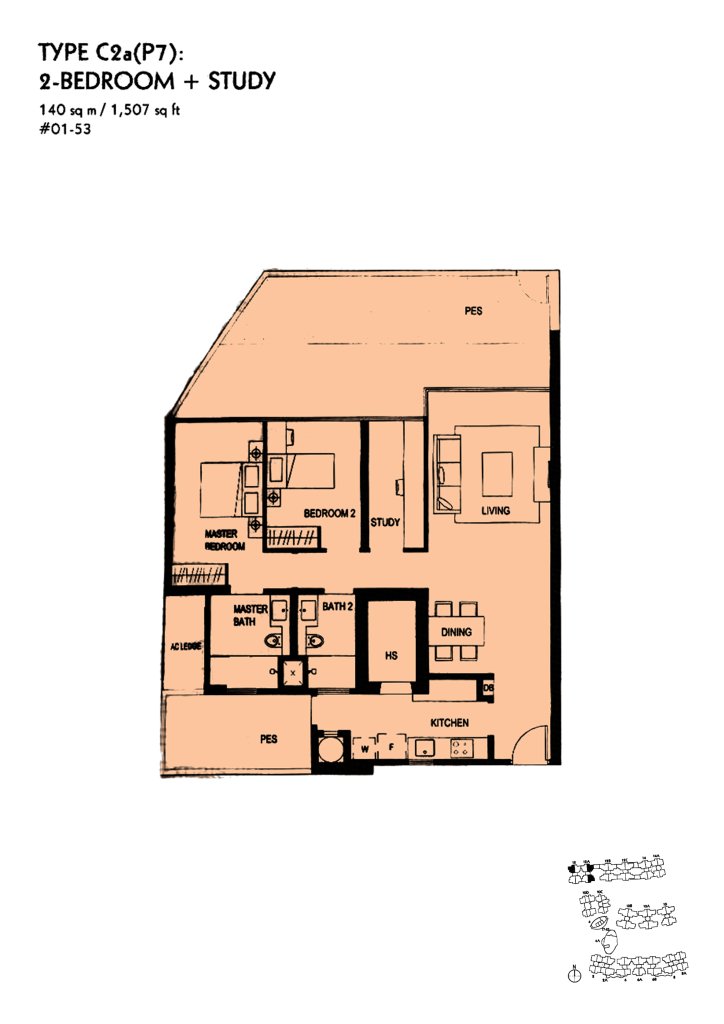 The Minton floor plan Type C2aP7, 1507 sqft, Hougang, Singapore