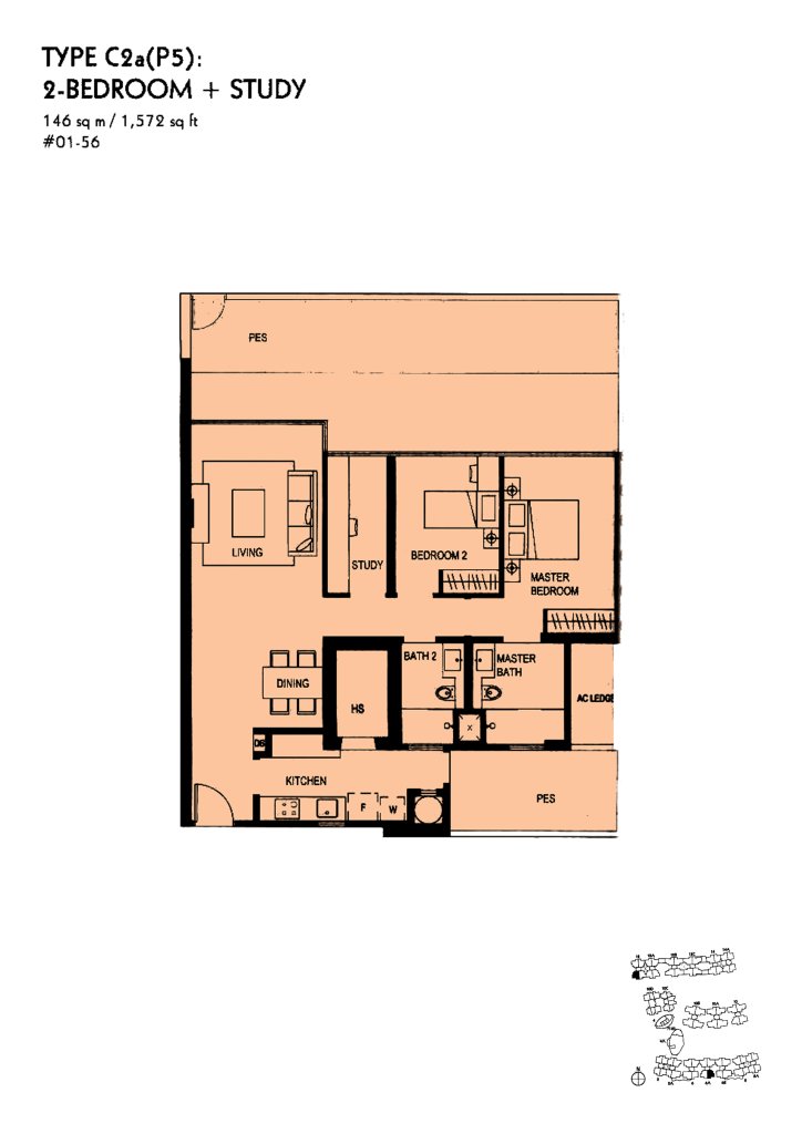 The Minton floor plan Type C2aP5, 1572 sqft, Hougang, Singapore