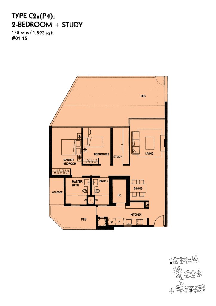 The Minton floor plan Type C2aP4, 1593 sqft, Hougang, Singapore