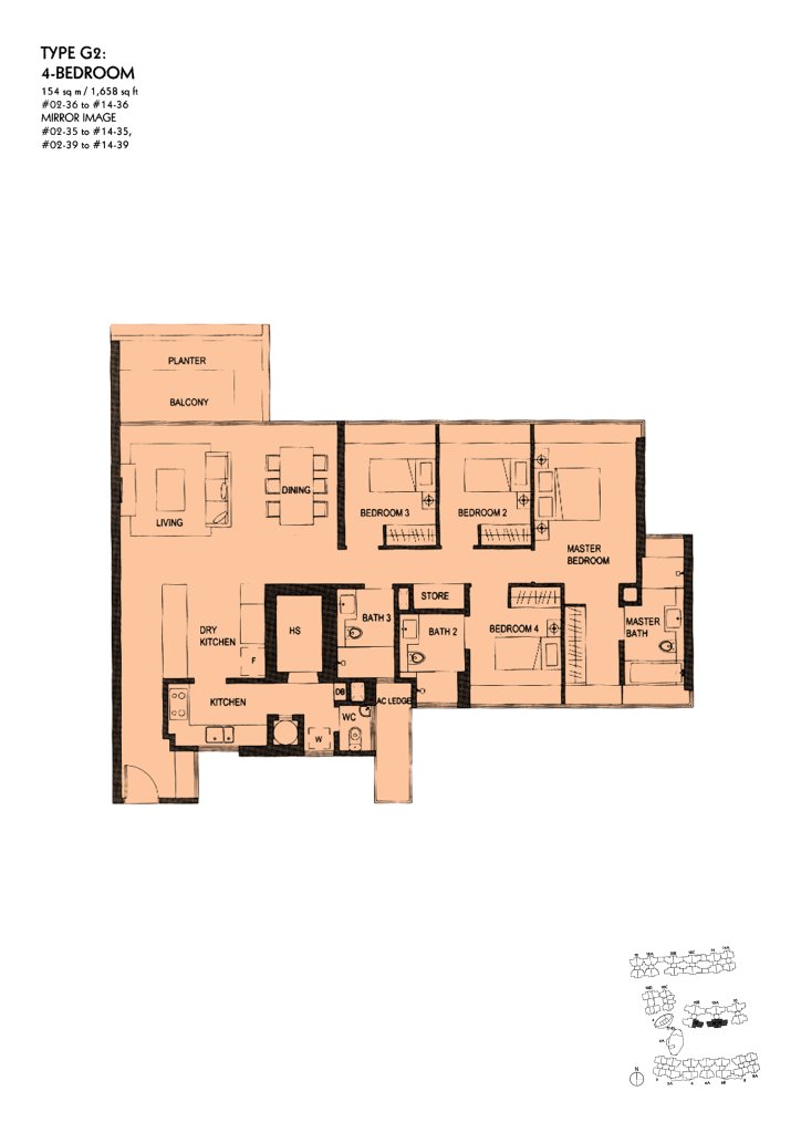 The Minton floor plan Type G2, 1658 sqft, Hougang, Singapore