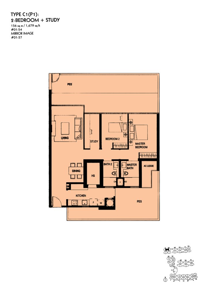 The Minton floor plan Type C1P1, 1679 sqft, Hougang, Singapore