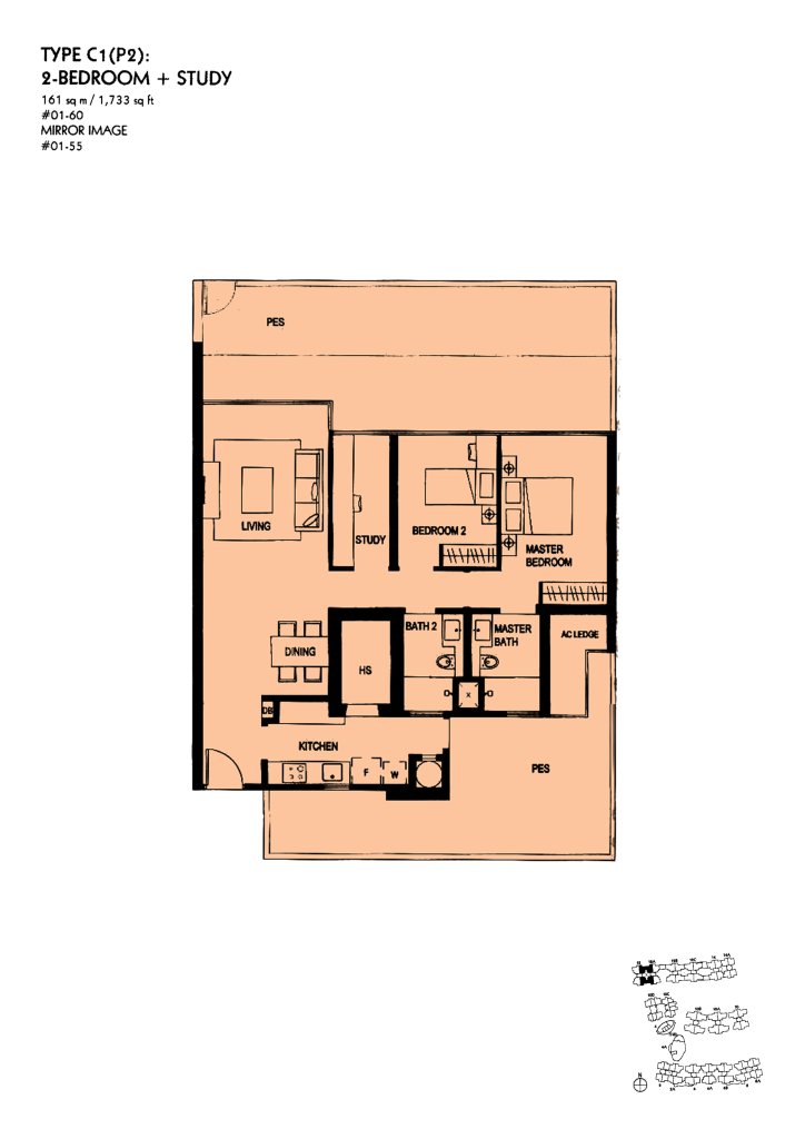The Minton floor plan Type C1P2, 1733 sqft, Hougang, Singapore