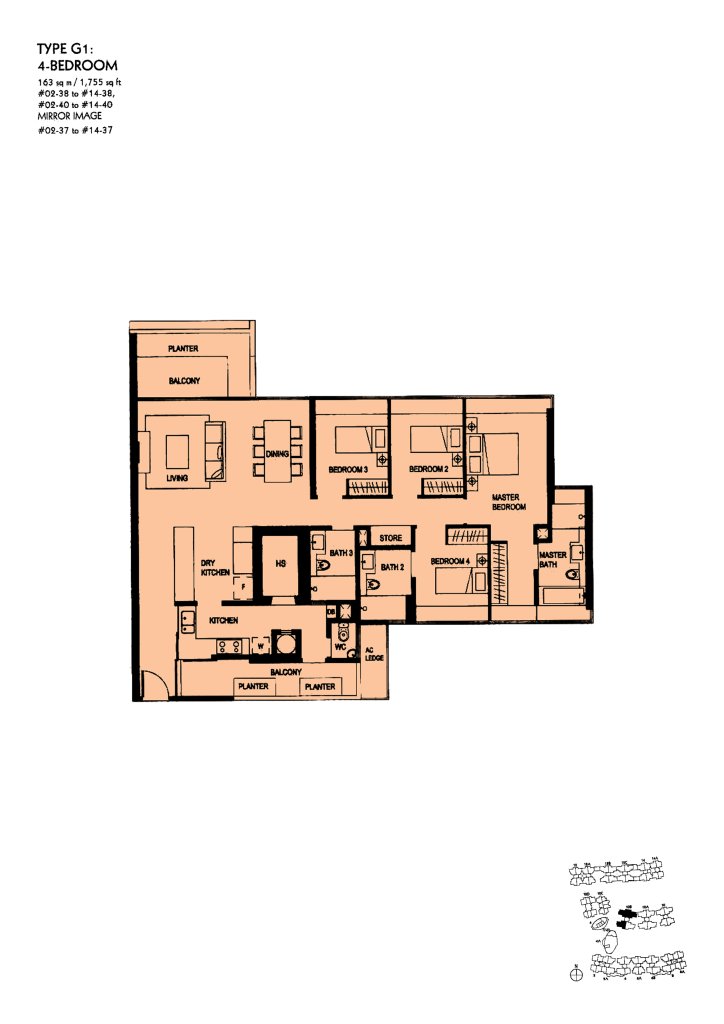 The Minton floor plan Type G1, 1755 sqft, Hougang, Singapore