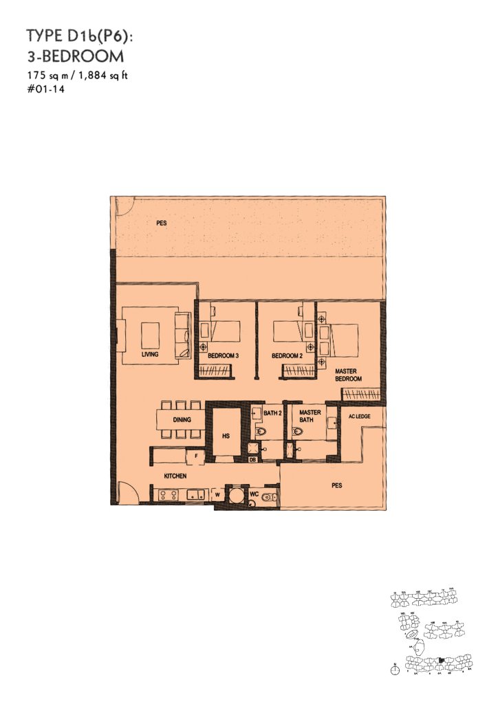 The Minton floor plan Type D1bP6, 1884 sqft, Hougang, Singapore