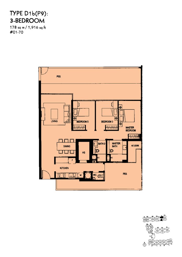 The Minton floor plan Type D1bP9, 1916 sqft, Hougang, Singapore