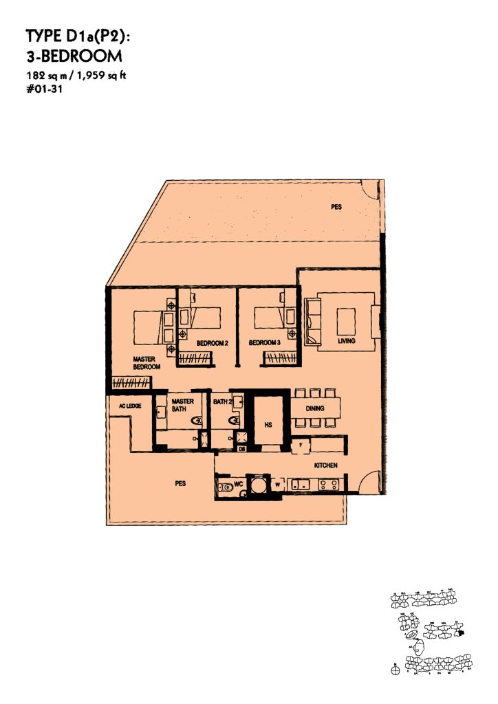 The Minton floor plan Type D1aP2, 1959 sqft, Hougang, Singapore