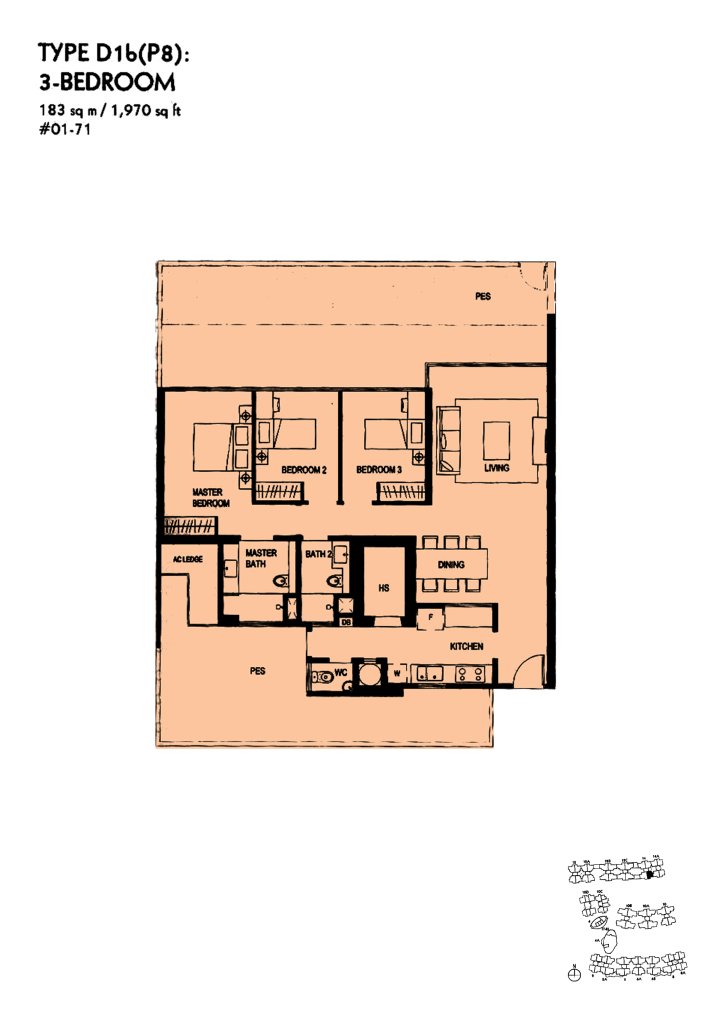 The Minton floor plan Type D1bP8, 1970 sqft, Hougang, Singapore