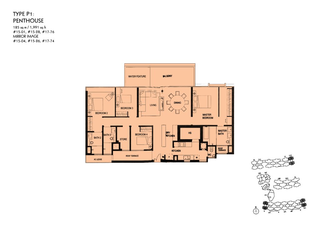 The Minton floor plan Type P1, 1991 sqft, Hougang, Singapore