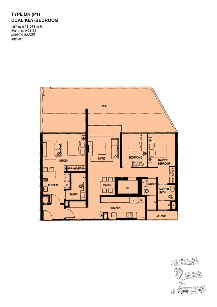 The Minton floor plan Type DKP1, 2013 sqft, Hougang, Singapore