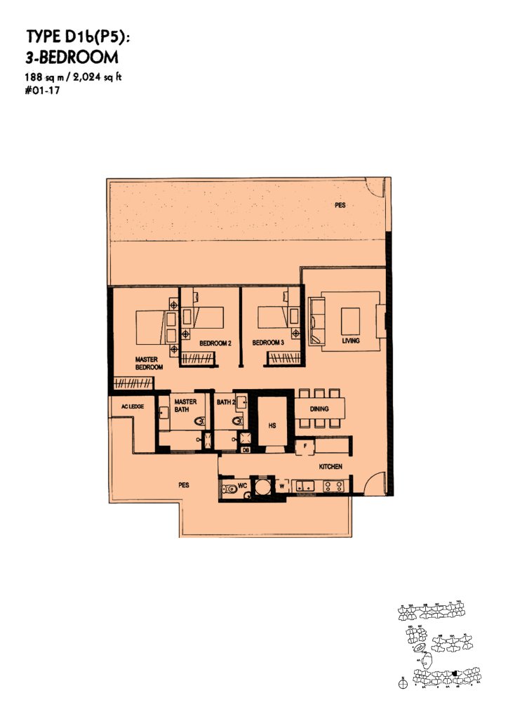 The Minton floor plan Type D1bP5, 2024 sqft, Hougang, Singapore