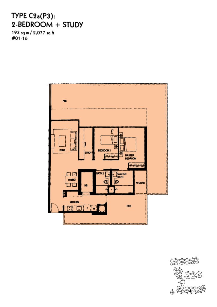 The Minton floor plan Type C2aP3, 2077 sqft, Hougang, Singapore