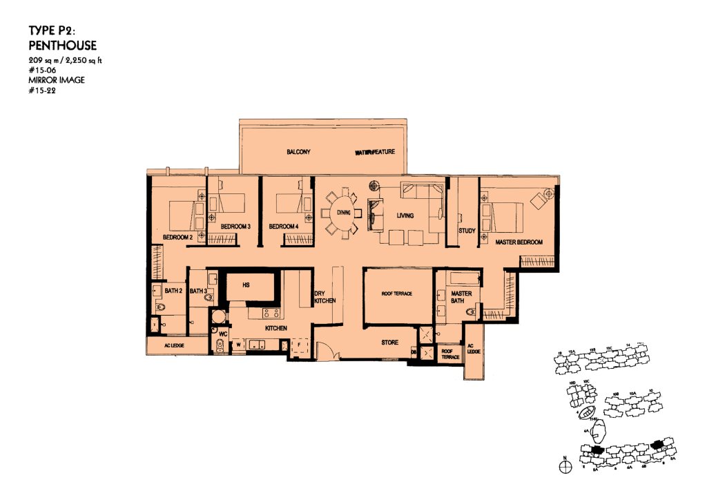 The Minton floor plan Type P2, 2250 sqft, Hougang, Singapore