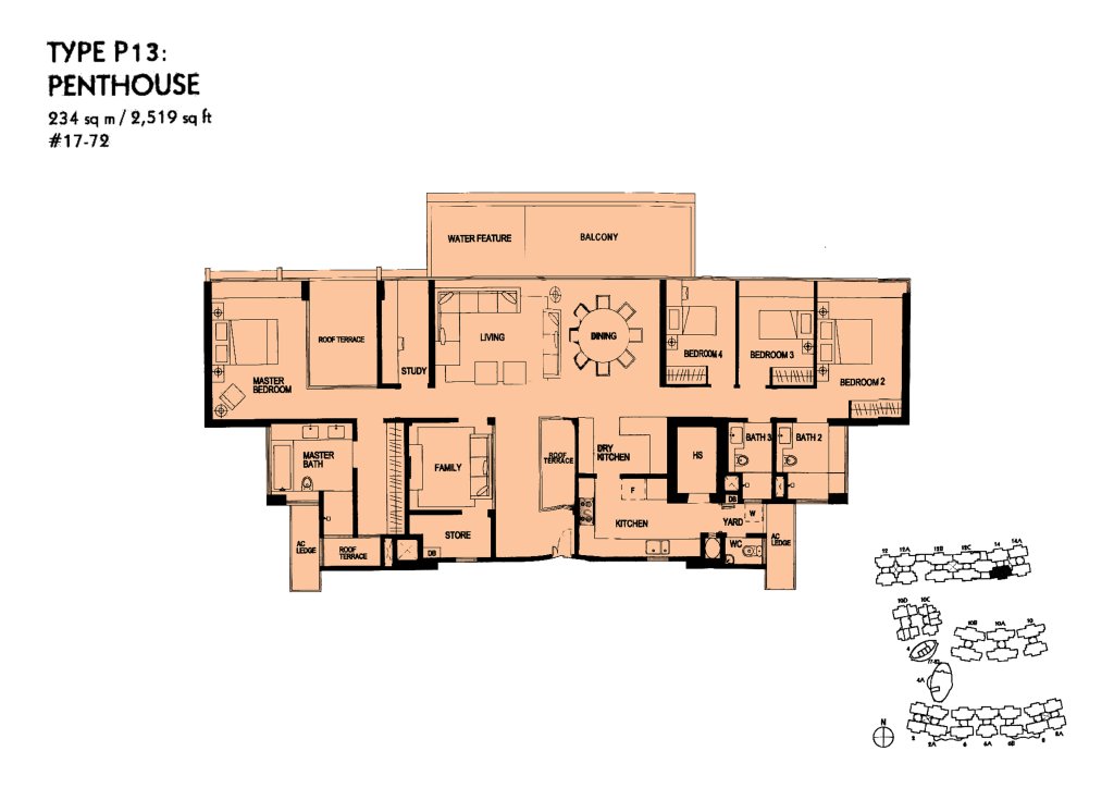 The Minton floor plan Type P13, 2519 sqft, Hougang, Singapore