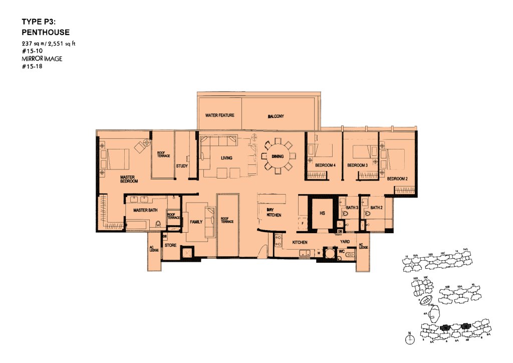 The Minton floor plan Type P3, 2551 sqft, Hougang, Singapore