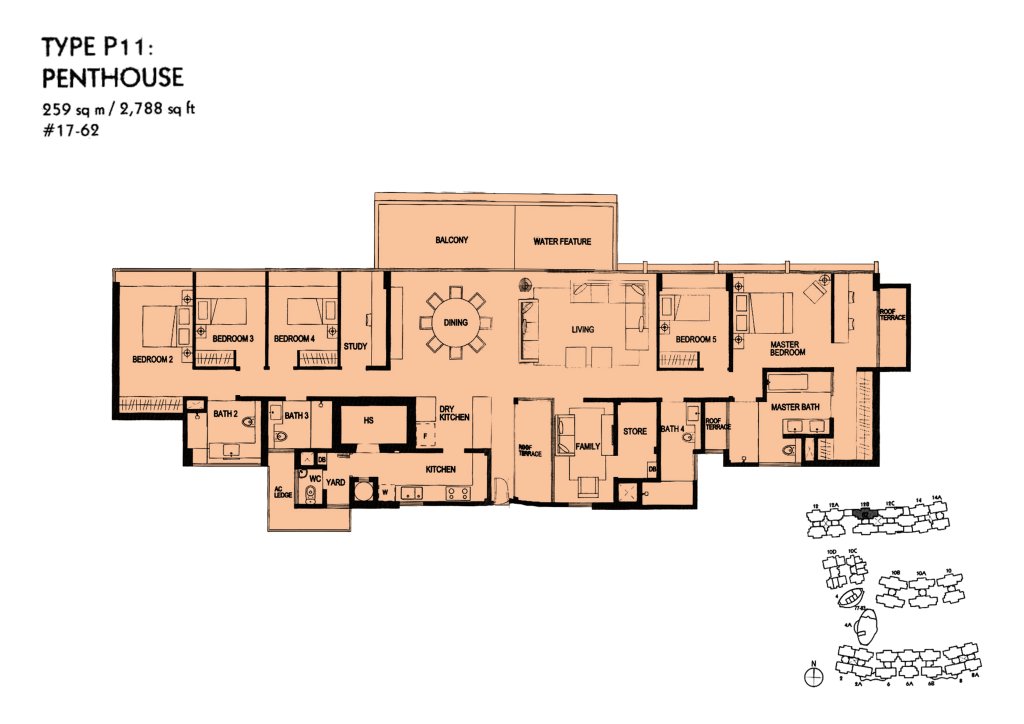 The Minton floor plan Type P11, 2788 sqft, Hougang, Singapore