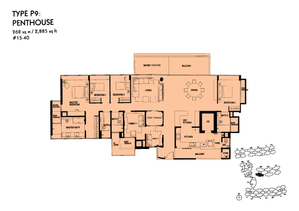 The Minton floor plan Type P9, 2885 sqft, Hougang, Singapore