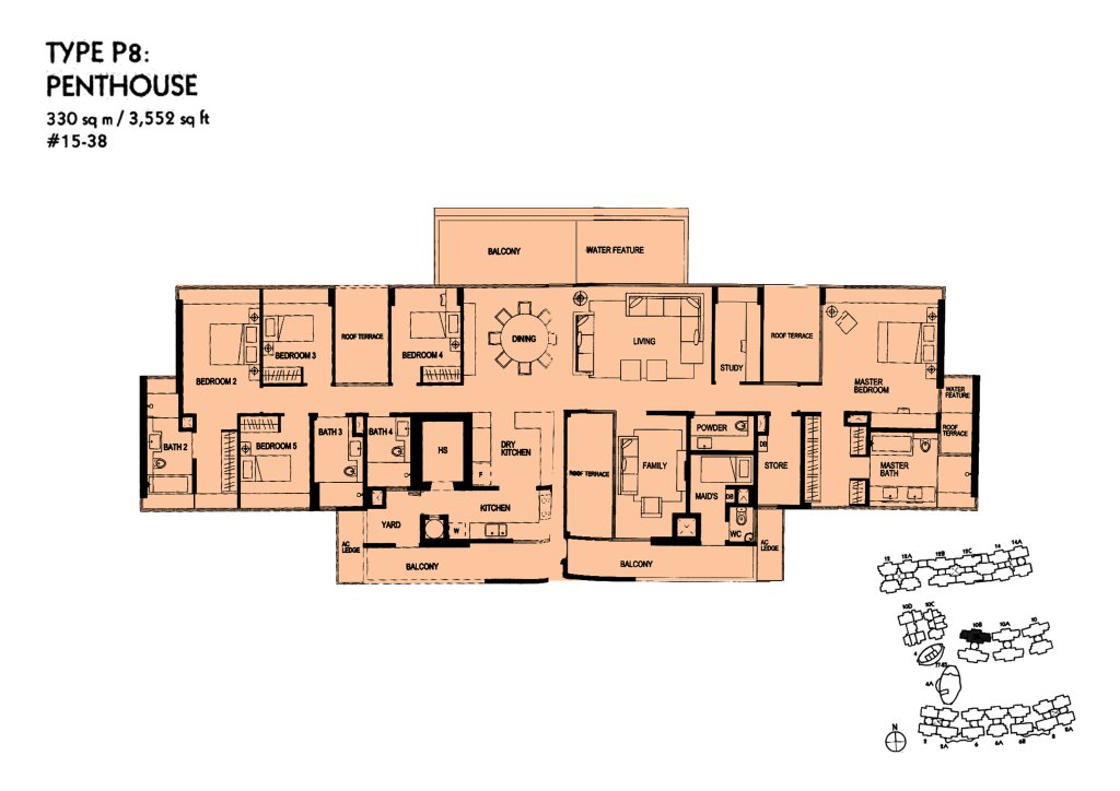 The Minton floor plan Type P8, 3552 sqft, Hougang, Singapore