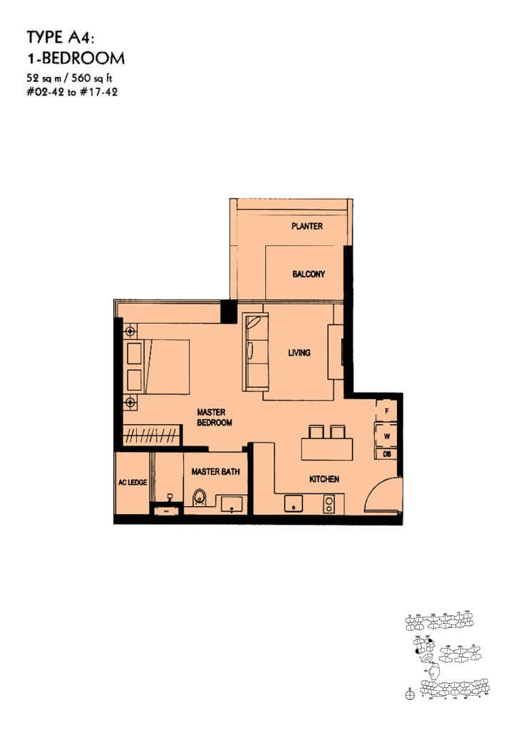 The Minton floor plan Type A4, 560 sqft, Hougang, Singapore
