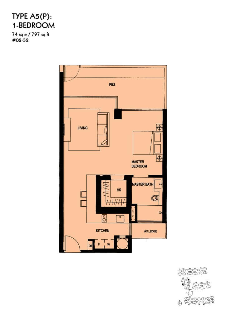 The Minton floor plan Type A5P, 797 sqft, Hougang, Singapore