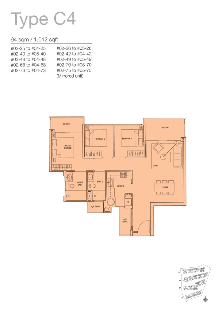 The Nautical floor plan 1,012 sqft Type C4