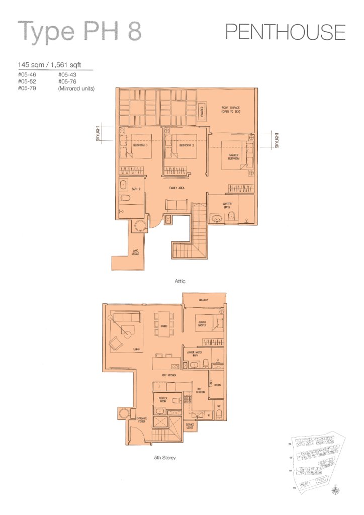 The Nautical floor plan 1,561 sqft Type PH8