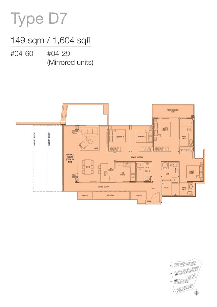 The Nautical floor plan 1,604 sqft Type D7