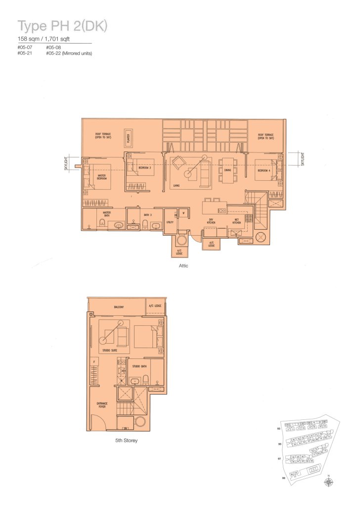 The Nautical floor plan 1,701 sqft Type PH2(DK)