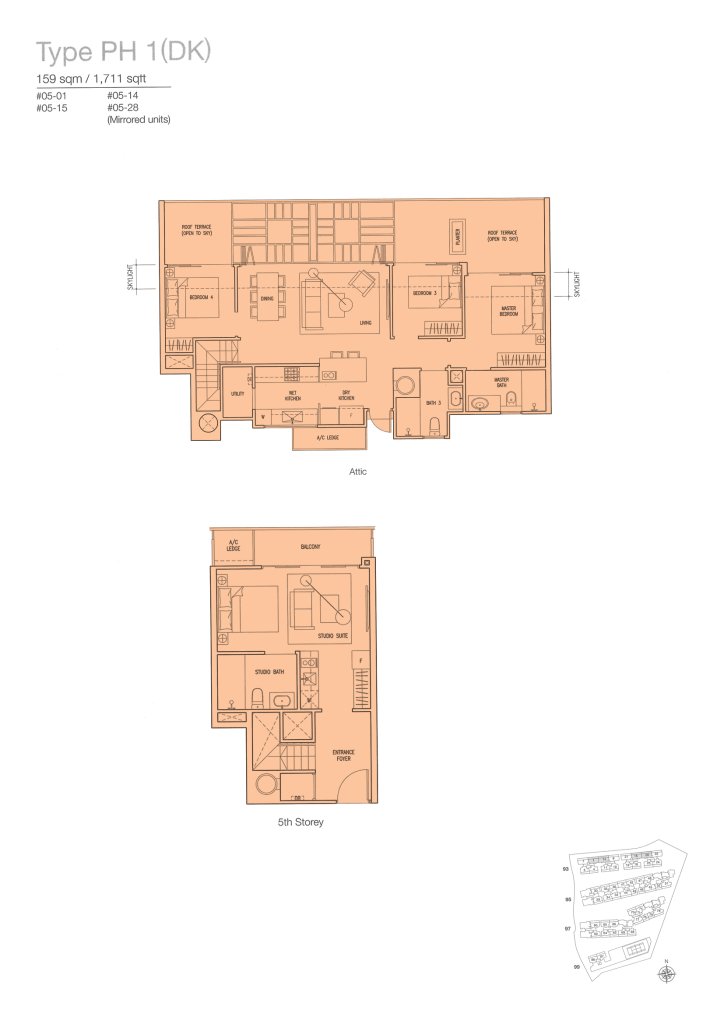 The Nautical floor plan 1,711 sqft Type PH1(DK)