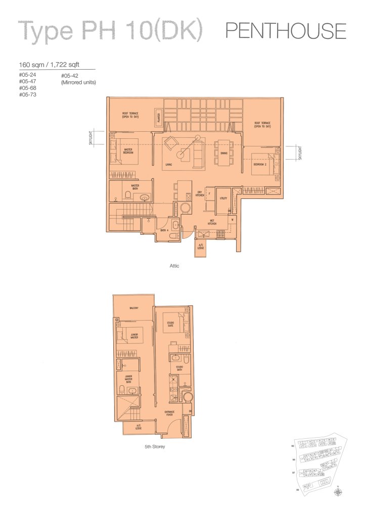 The Nautical floor plan 1,722 sqft Type PH10(DK)