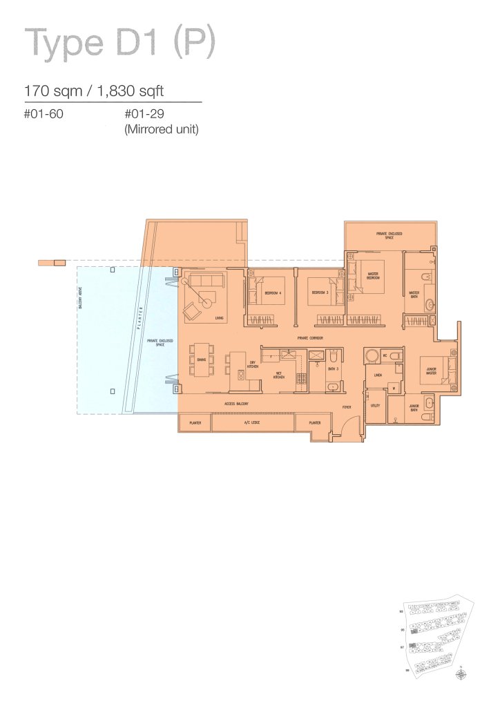The Nautical floor plan 1,830 sqft Type D1(P)
