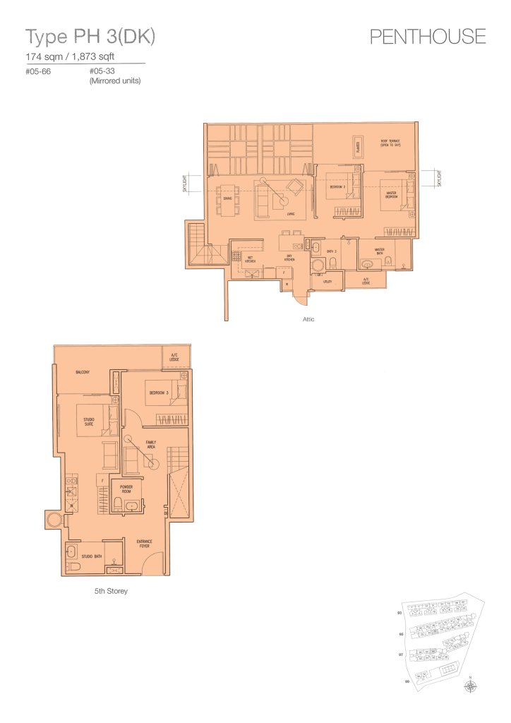 The Nautical floor plan 1,873 sqft Type PH3(DK)
