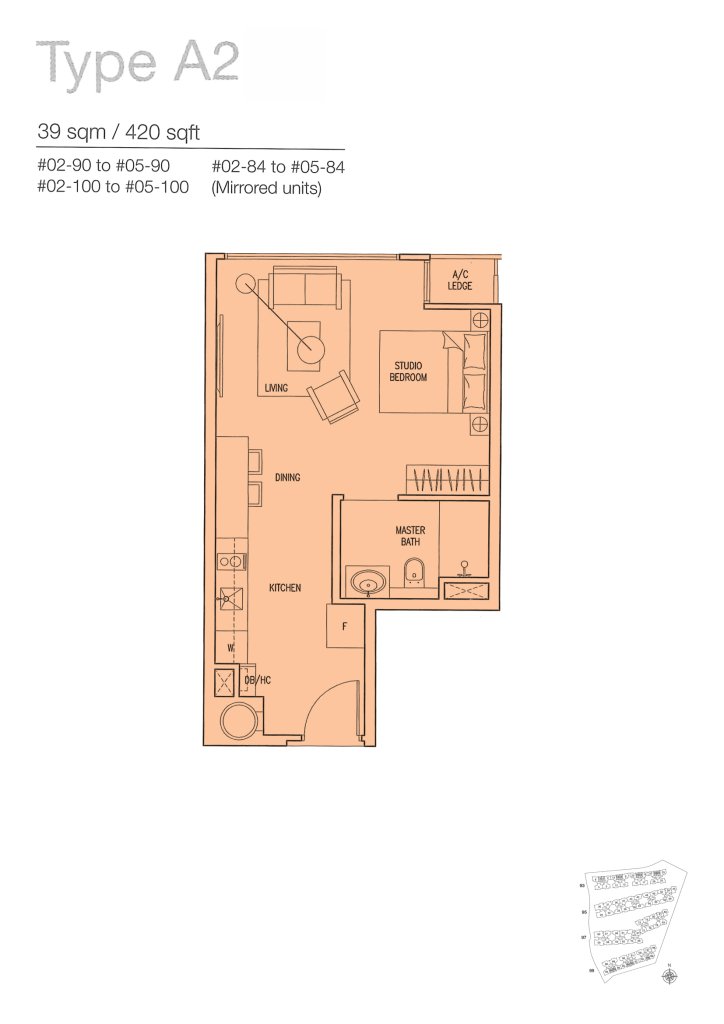 The Nautical floor plan 420 sqft Type A2