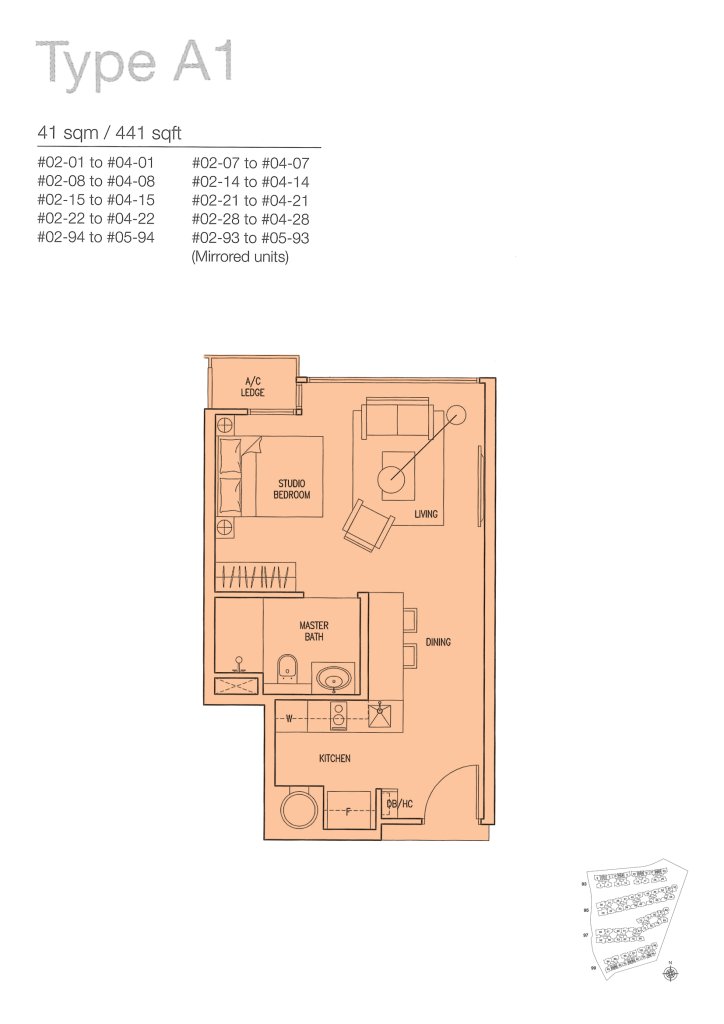 The Nautical floor plan 441 sqft Type A1