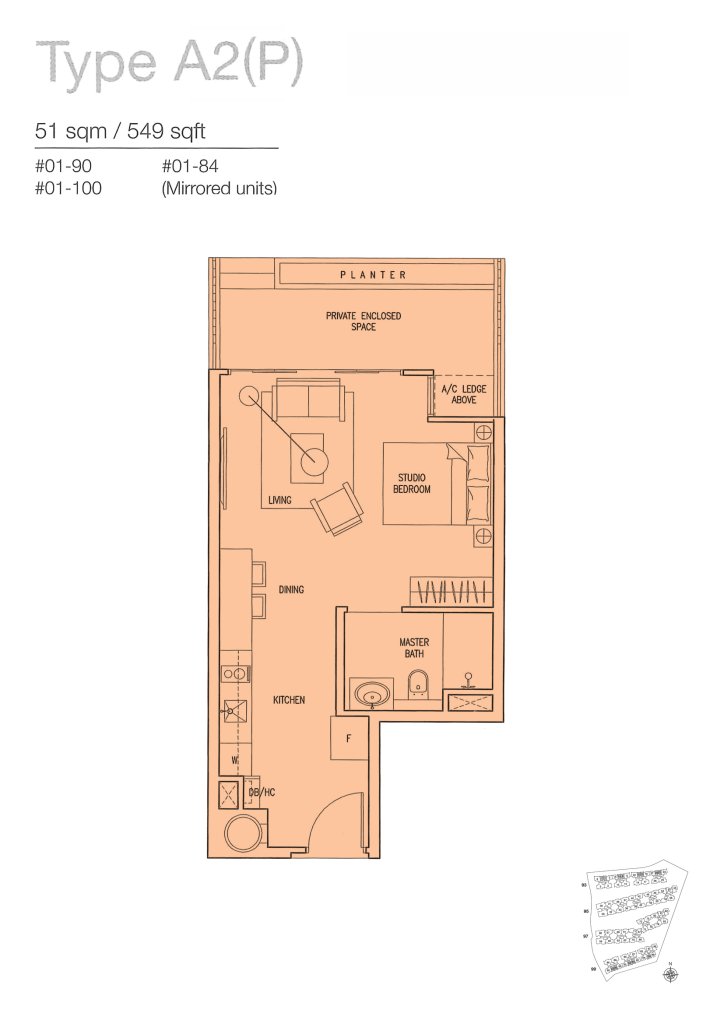 The Nautical floor plan 549 sqft Type A2(P)
