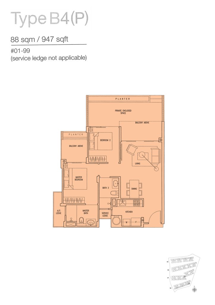 The Nautical floor plan 947 sqft Type B4(P)