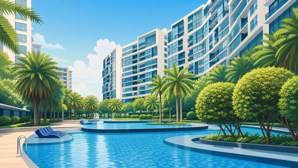The Palette swimming pool and daybed