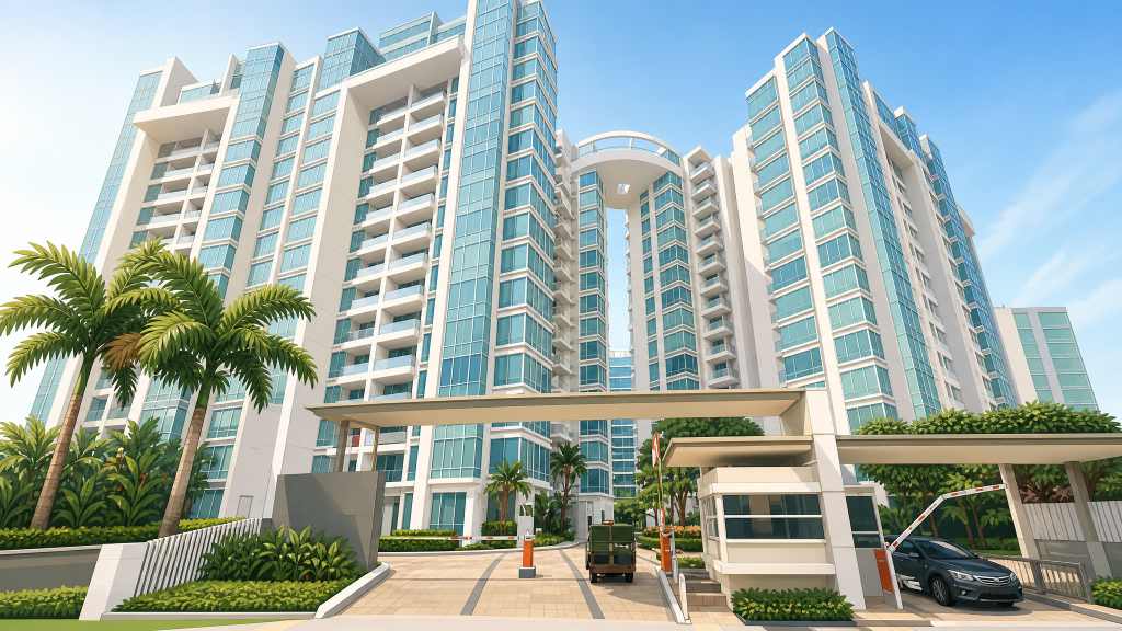 The Quartz condominium exterior and main entrance