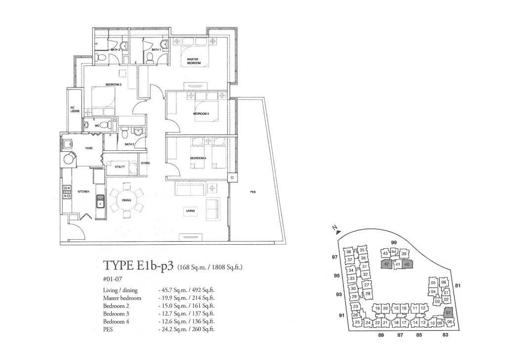 The Raintree floor plan 1,808 sqft Type E1b-p3