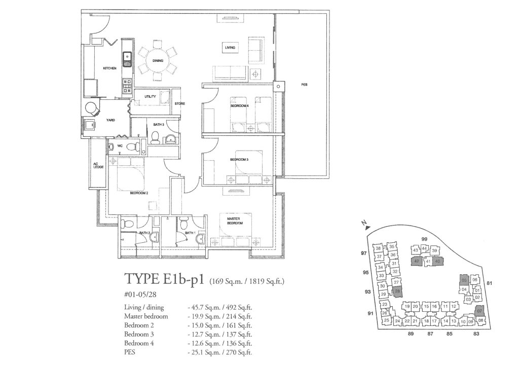 The Raintree floor plan 1,819 sqft Type E1b-p1