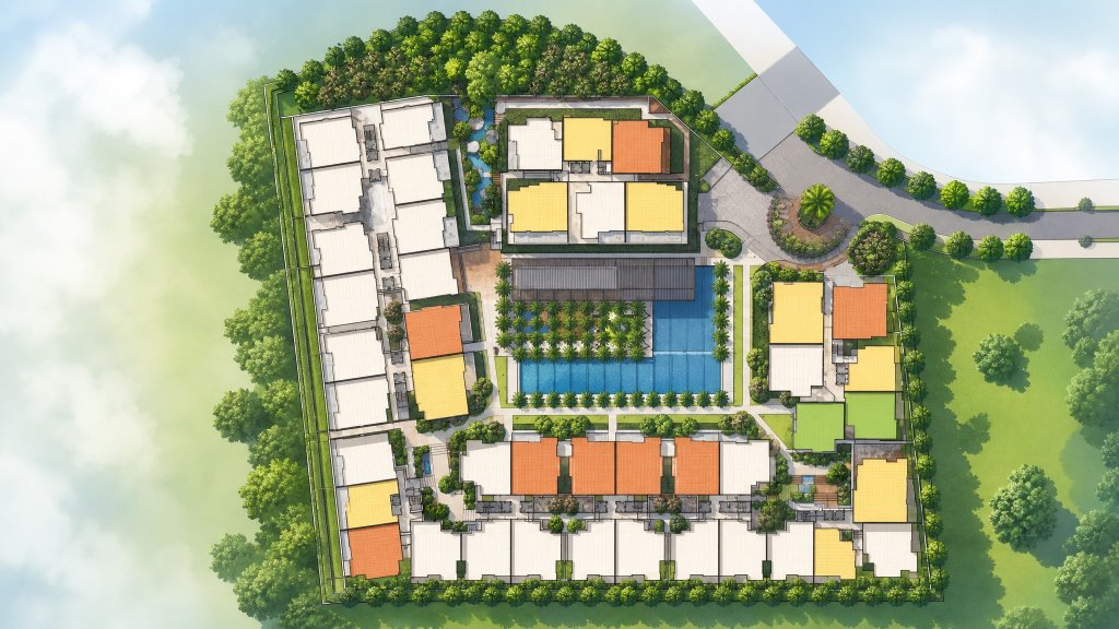 The Raintree aerial illustration of the site and facilities