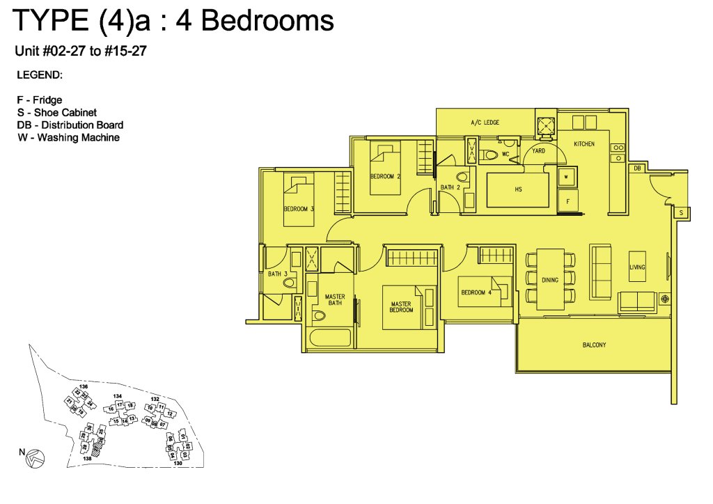 The Scala floor plan Type 4A, 1259 sqft, Serangoon, Singapore