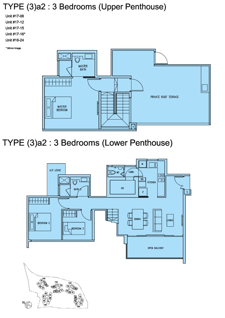 The Scala floor plan Type 3A-PH, 1711 sqft, Serangoon, Singapore