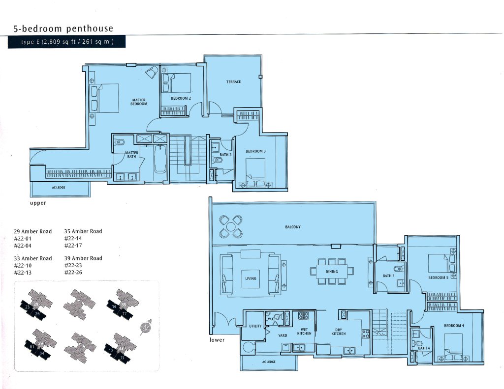 The Sea View floor plan Type E, 2809 sqft, Marine Parade, Singapore