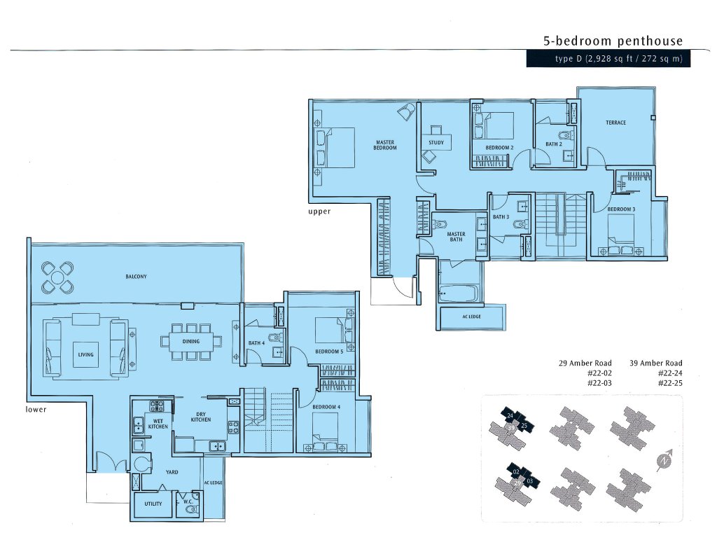 The Sea View floor plan Type D, 2928 sqft, Marine Parade, Singapore