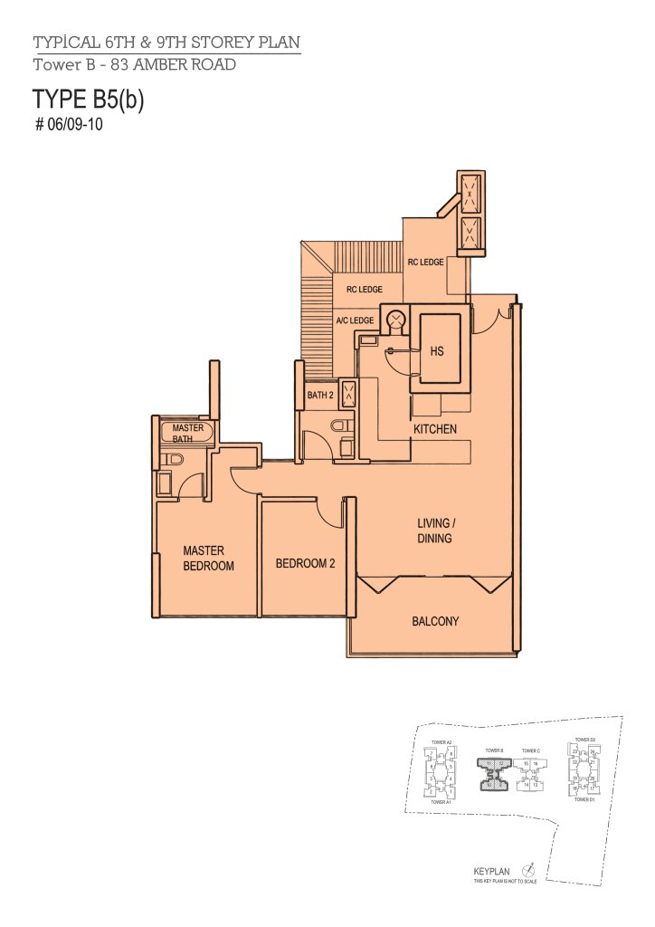 The Shore Residences floor plan Type B5b, 1055 sqft, Marine Parade, Singapore